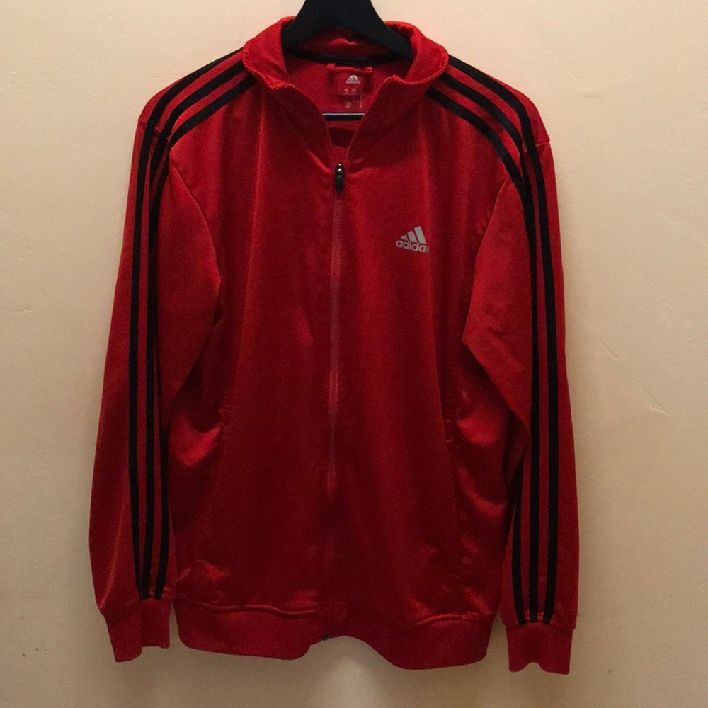 red ADIDAS warmup jacket